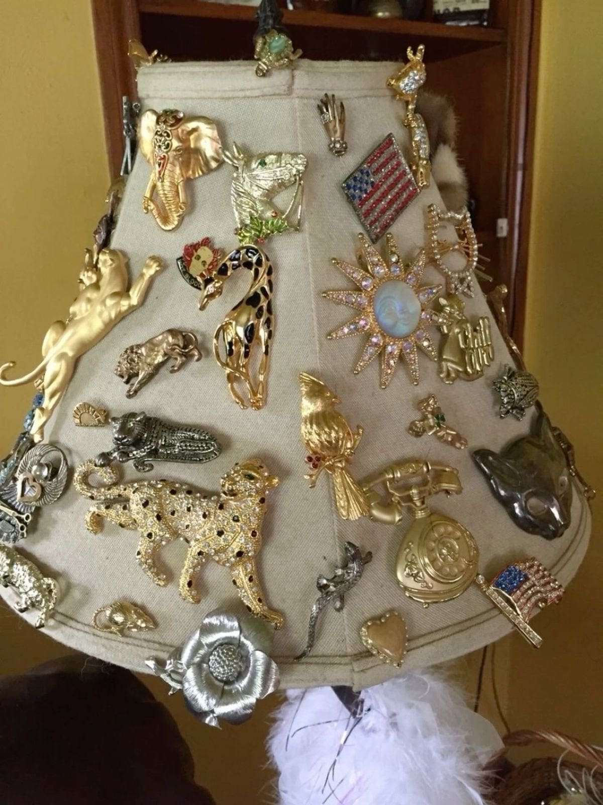 Vintage Brooch Lampshade Display