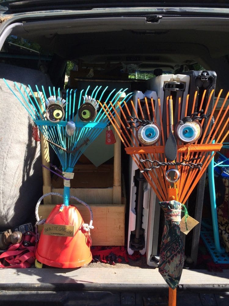 Whimsical Rake Face Garden Art