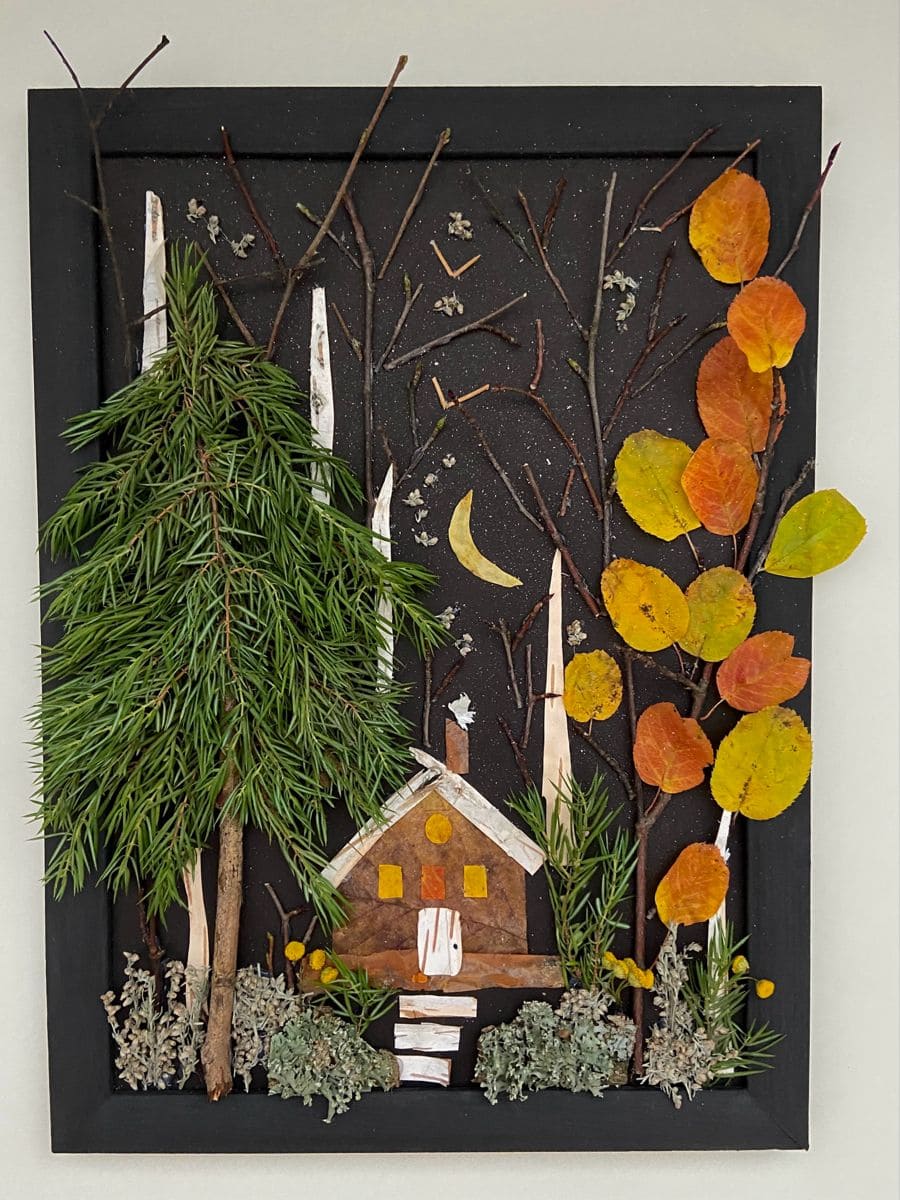 Woodland Cabin Night Collage