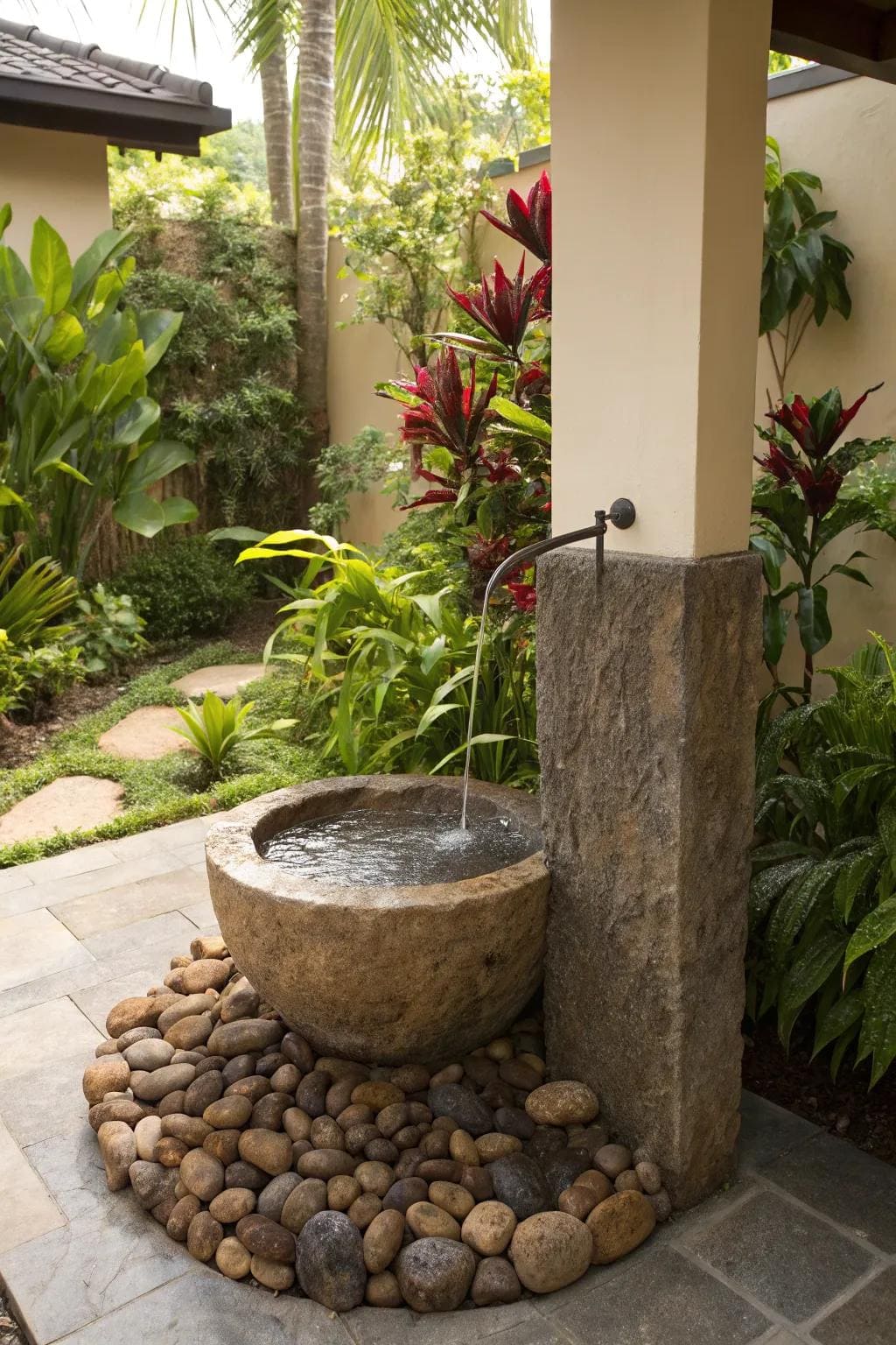 Zen-Inspired Stone Bowl Wash Station