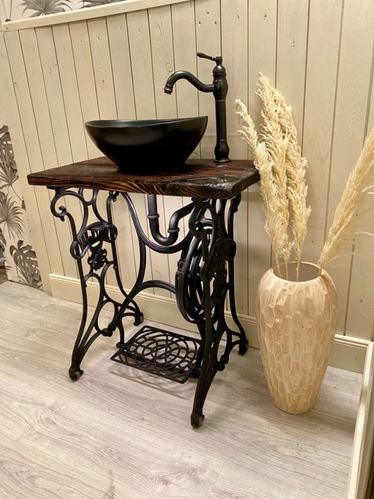 22 Brilliant Hand-Washing Station Ideas for Indoors & Outdoors Antique Sewing-Stand Wash Basin