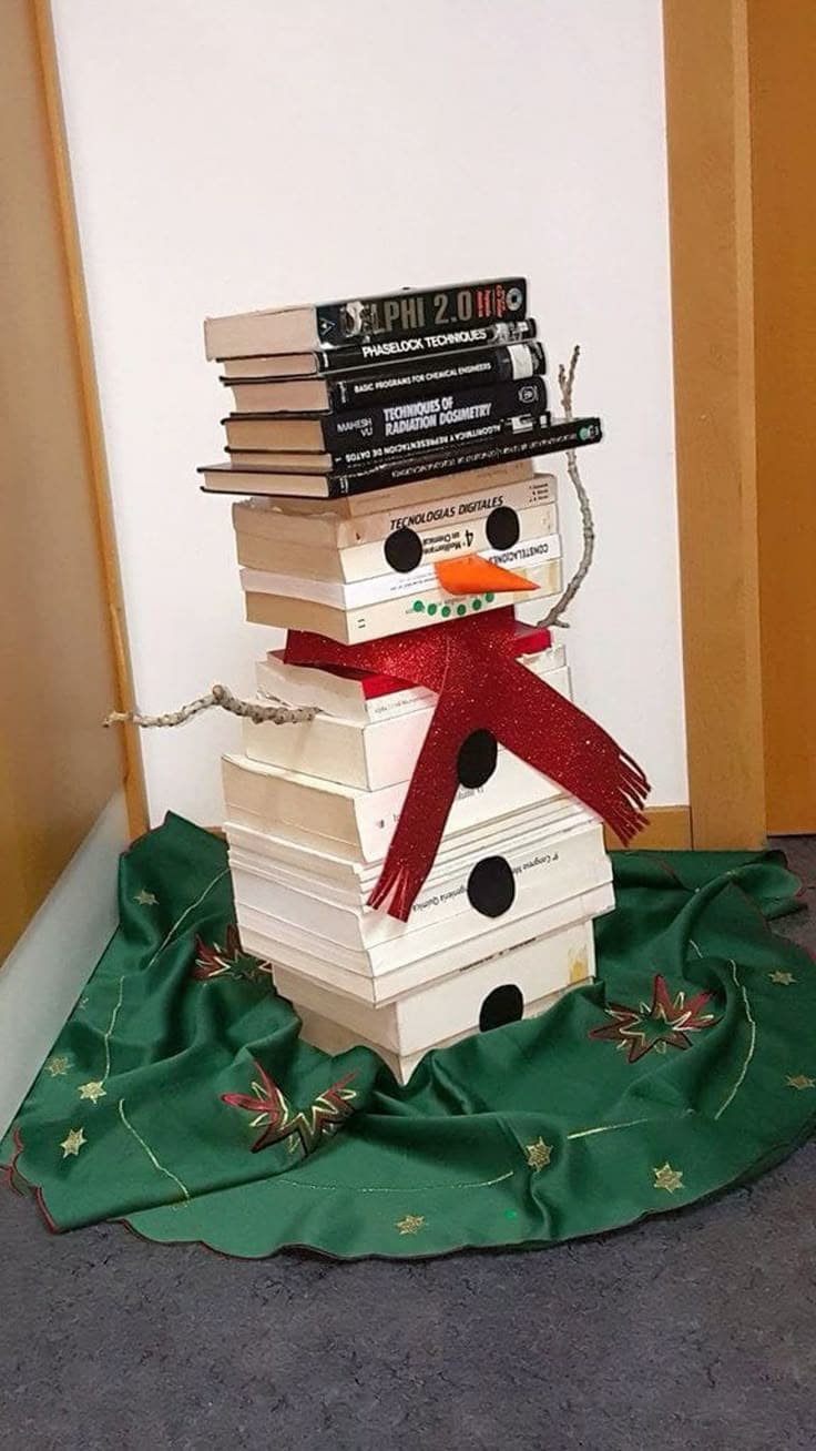 Book Stack Snowman Decoration