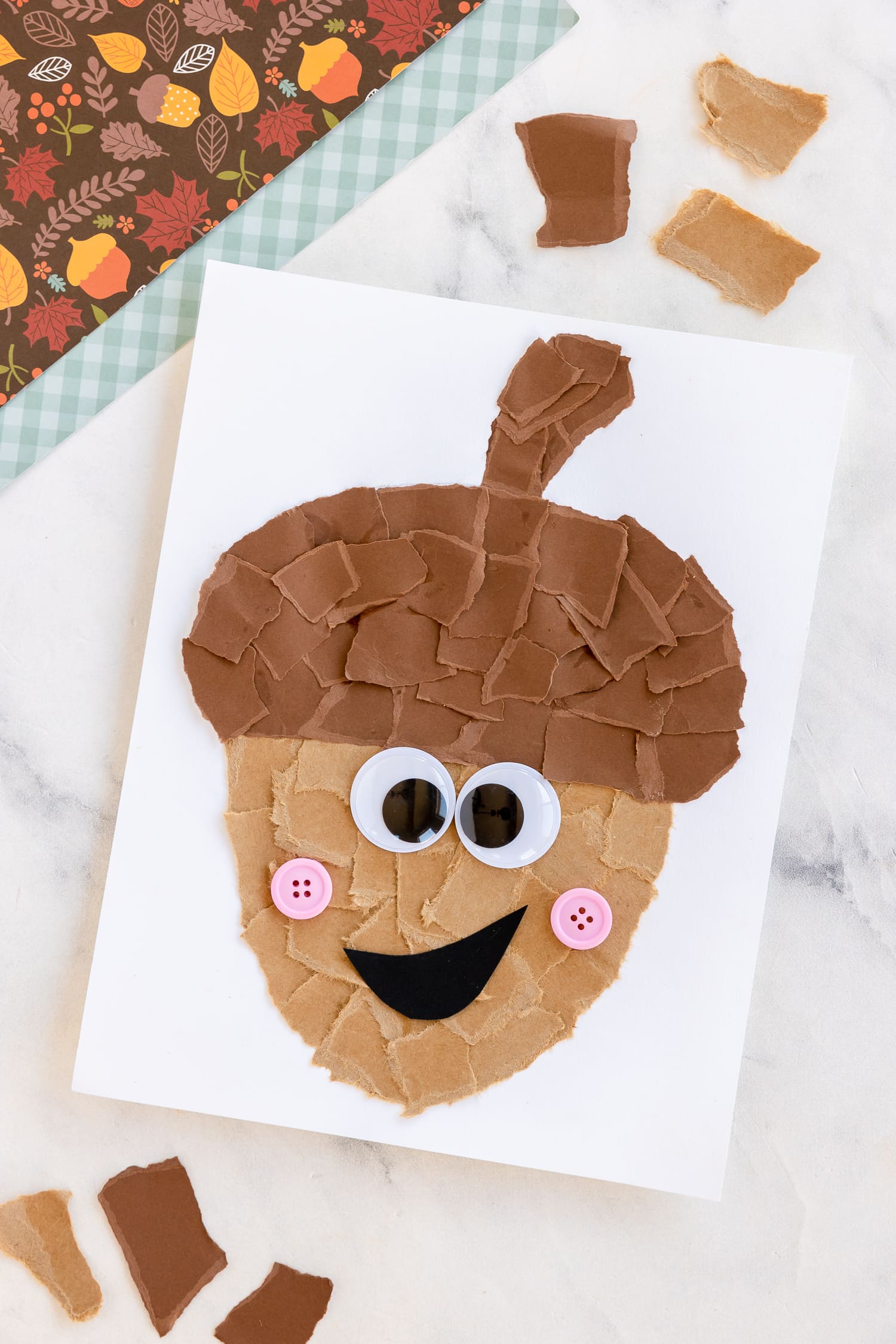 Brown Paper Acorn Collage Craft