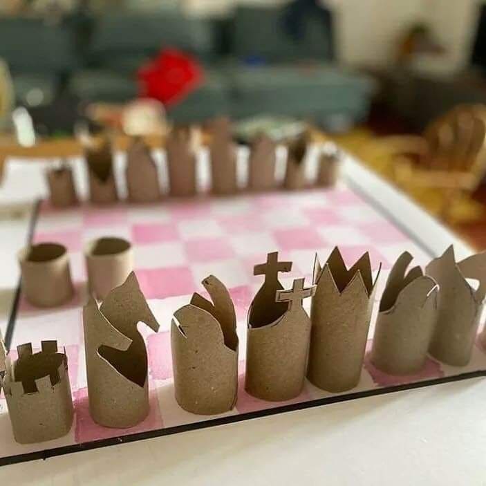 20 Creative DIY Projects Inspired by Chess Boards Cardboard Roll Chess Set