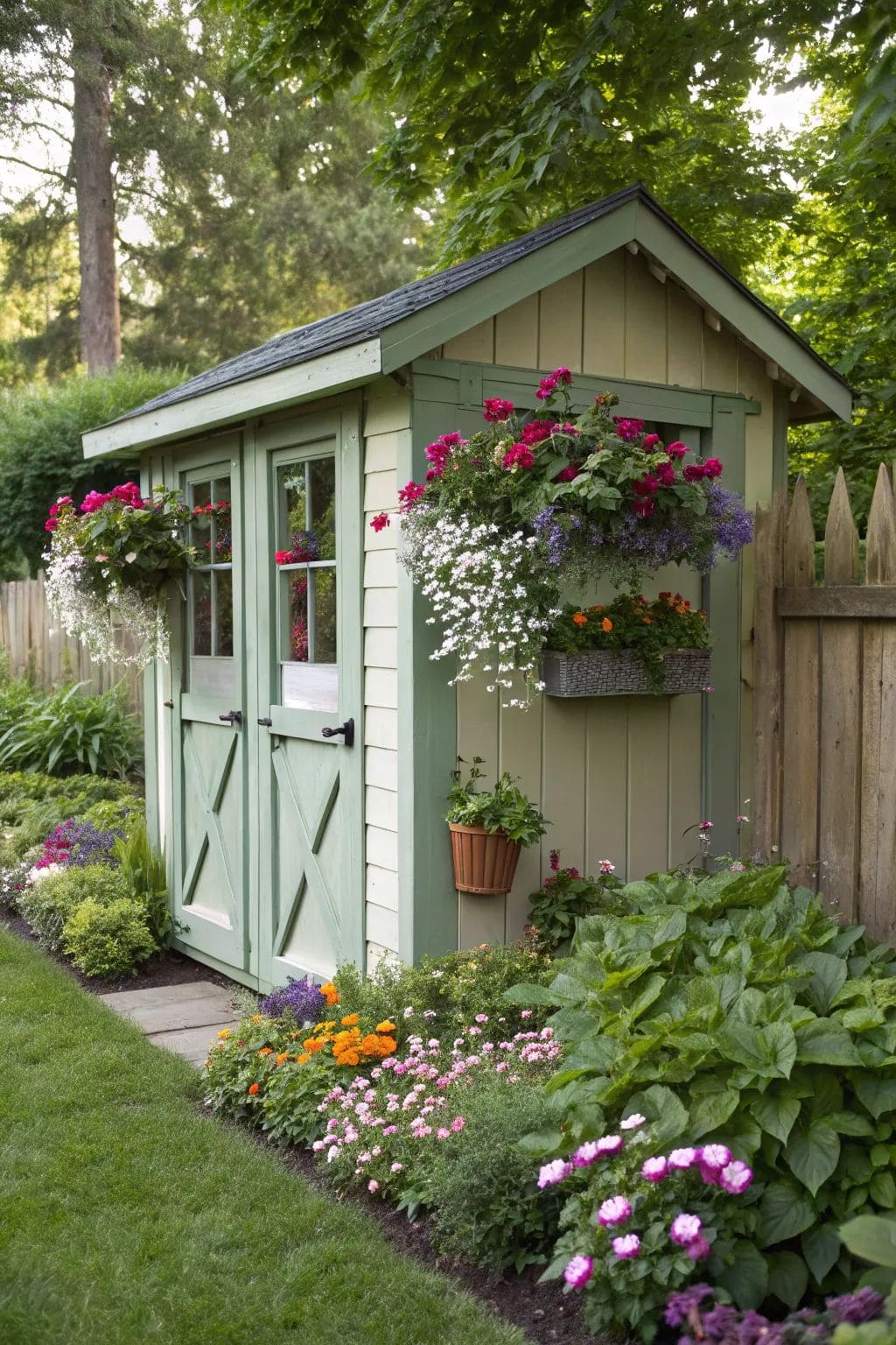 25 Stunning Garden Shed Ideas to Elevate Your Backyard Space Charming Flower-Filled Garden Shed