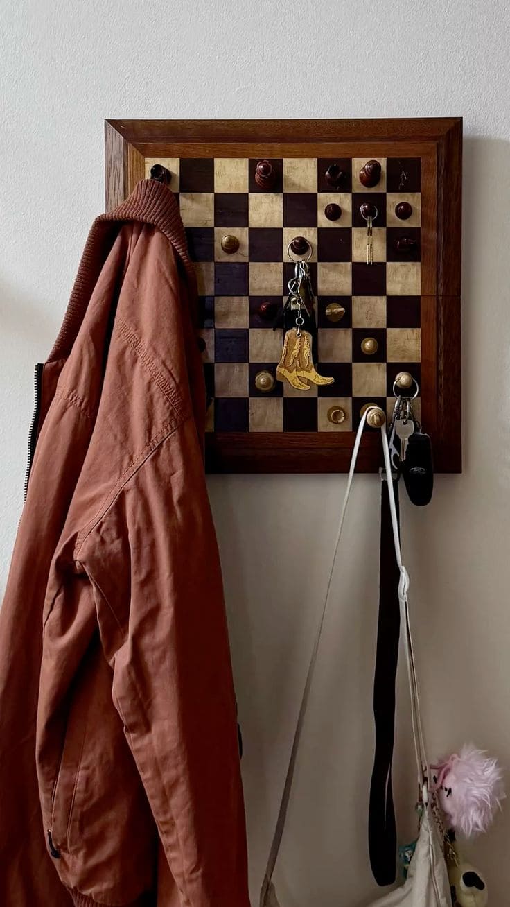 20 Creative DIY Projects Inspired by Chess Boards Chessboard Coat and Key Rack