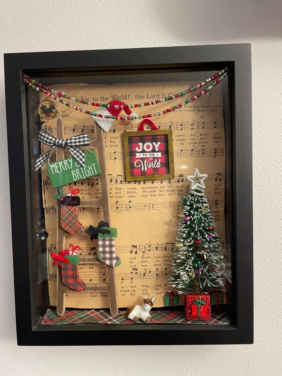 20 Unique Shadow Box Crafts to Showcase Your Treasured Keepsakes Christmas Sheet-Music Shadow Box