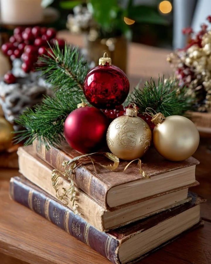 Classic Holiday Book Centerpiece