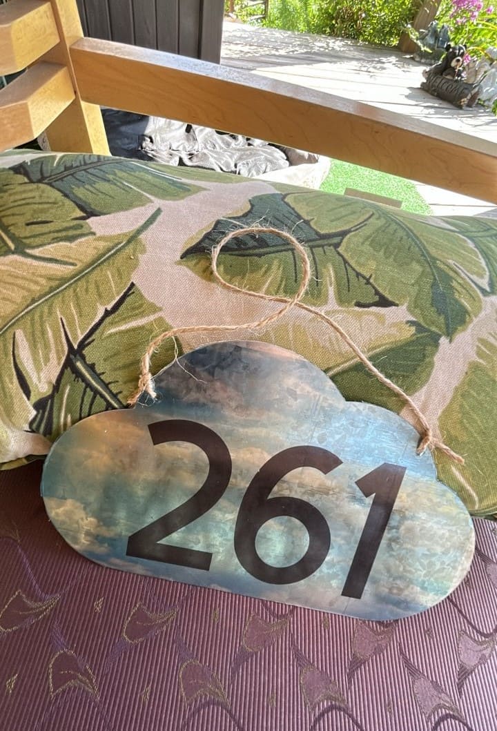 Cloudscape Hanging Address Sign