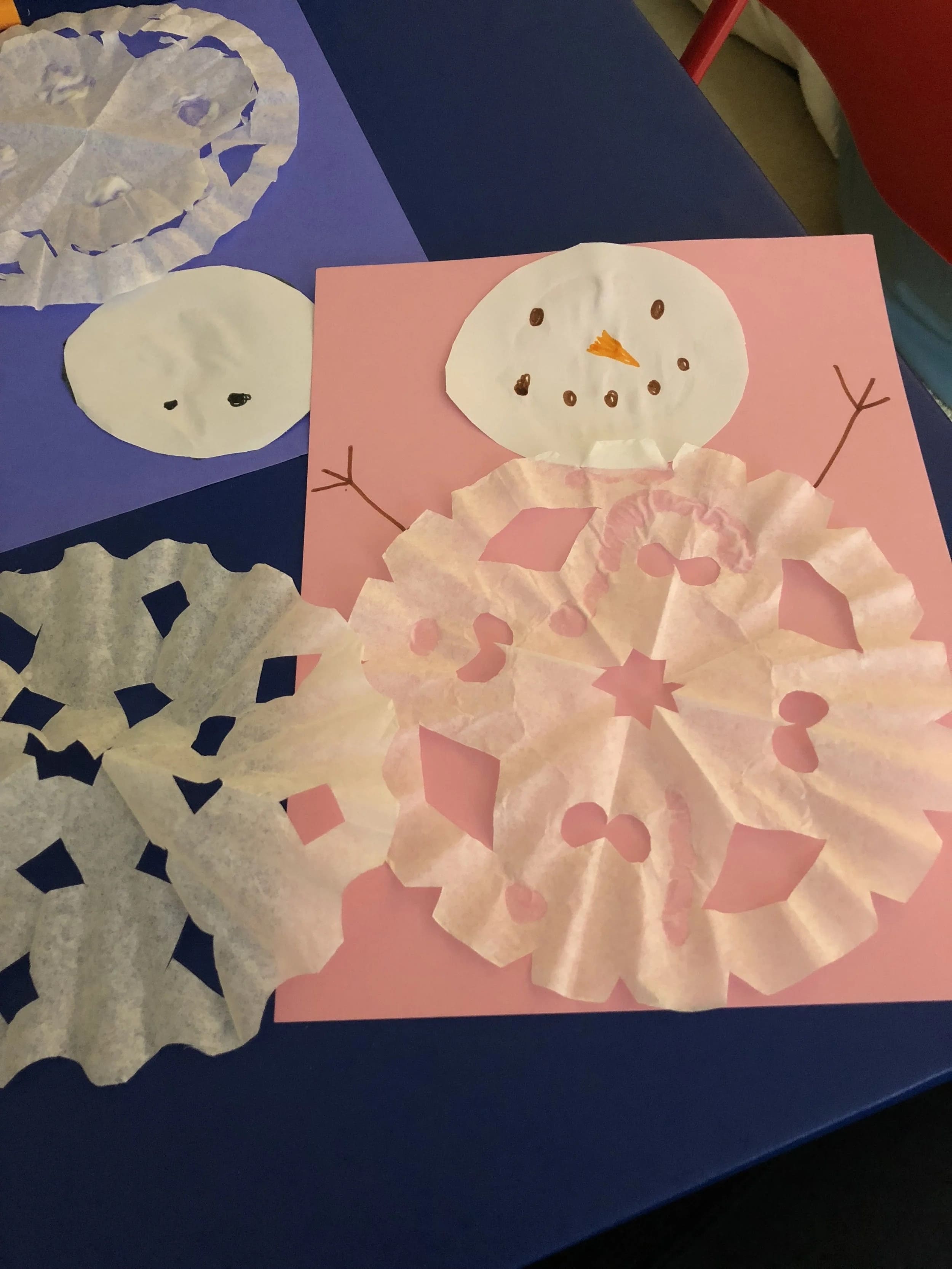 Coffee Filter Snowman Craft