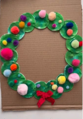 Colorful Cotton Pad Christmas Wreath