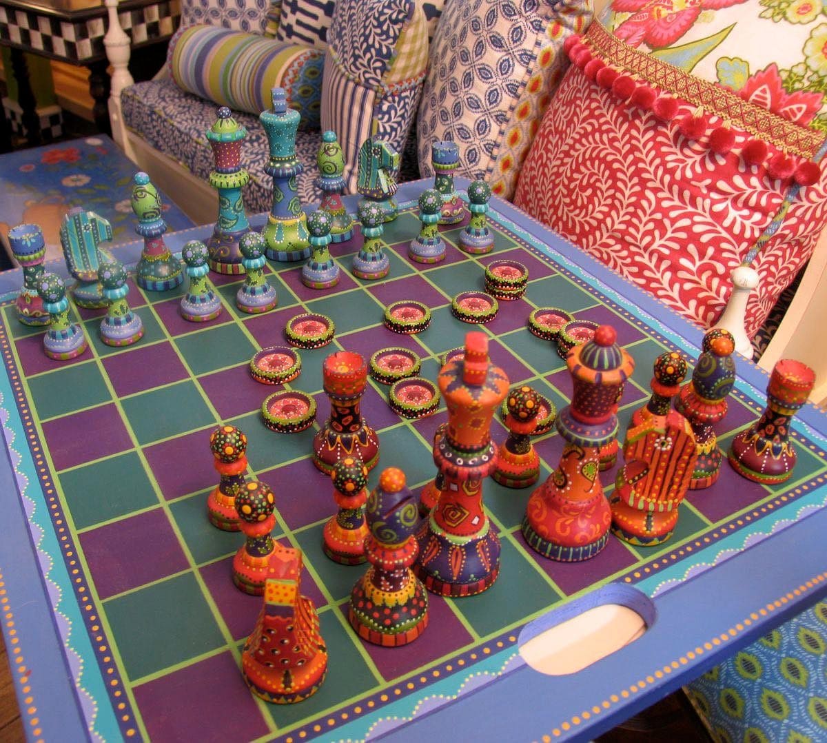20 Creative DIY Projects Inspired by Chess Boards Colorful Hand-Painted Chess Set