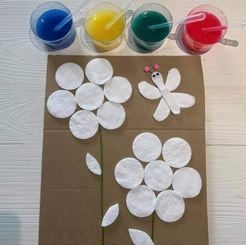 Cotton Pad Flower Garden Craft