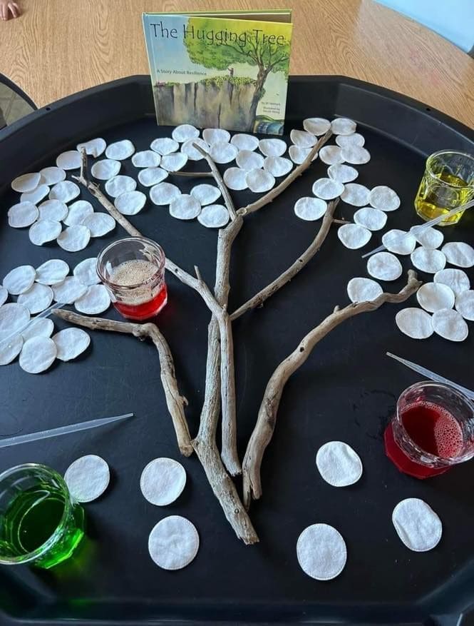 Cotton Pad Hugging Tree Craft