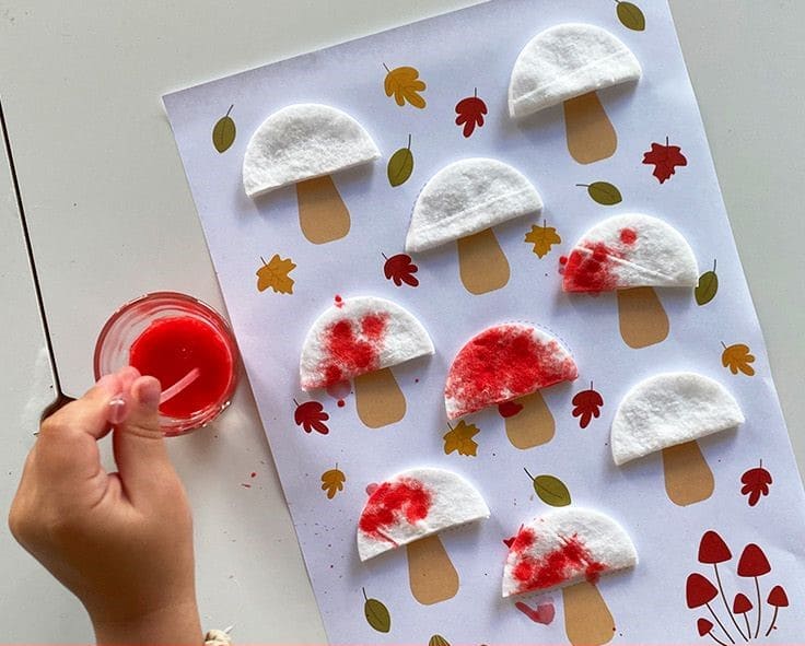 Cotton Pad Mushroom Craft