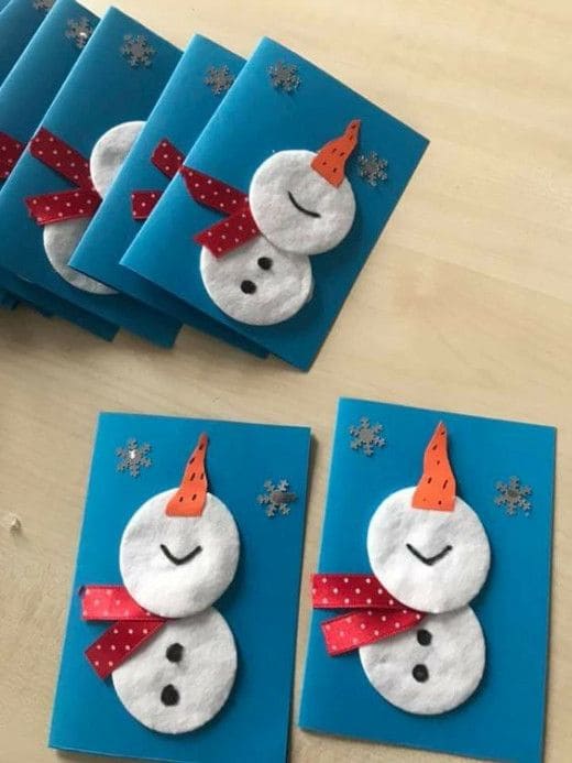 Cotton Pad Snowman Cards