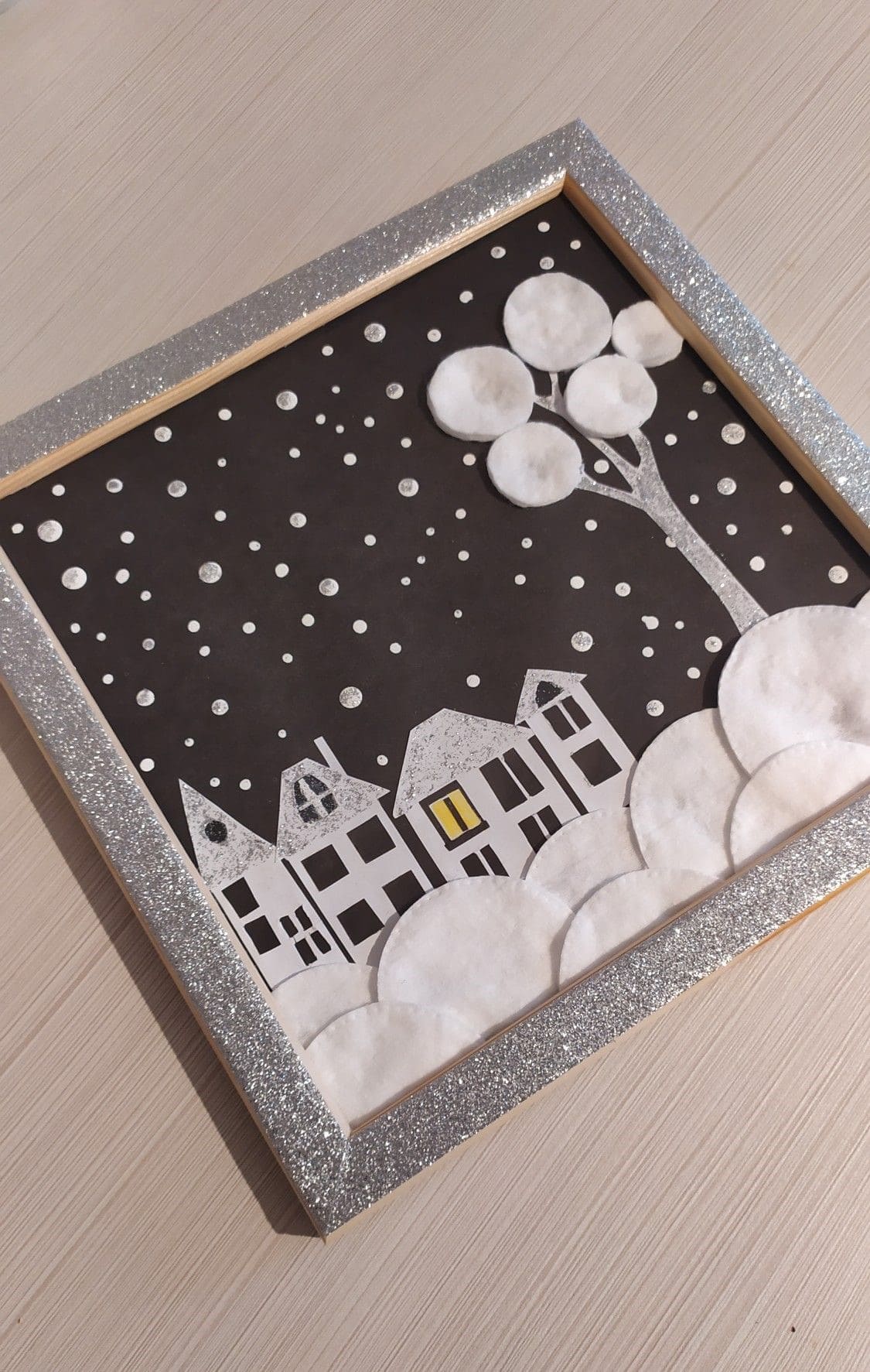 Cotton Pad Winter Town Scene