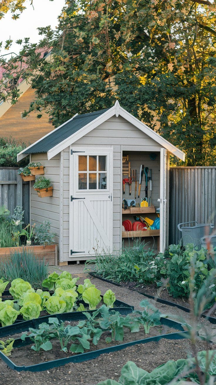 25 Stunning Garden Shed Ideas to Elevate Your Backyard Space Cozy Garden Shed with Handy Storage