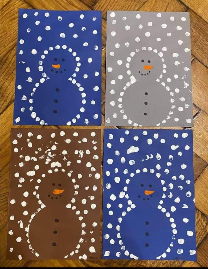 Dot-Painted Snowman Art