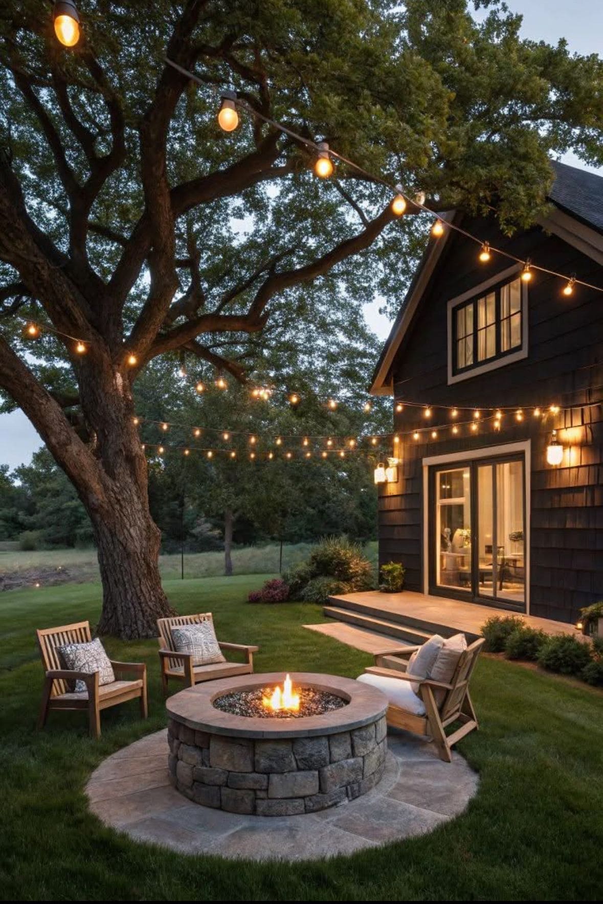 Elegant Patio Fire Pit Under the Lights