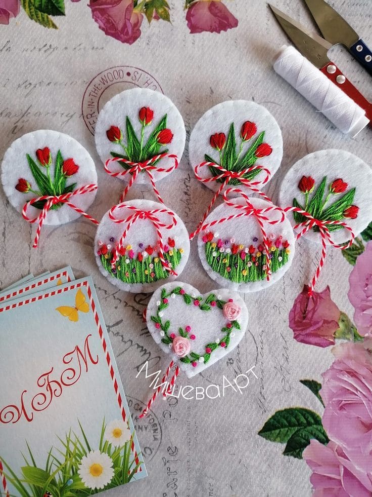 Embroidered Cotton Pad Flowers