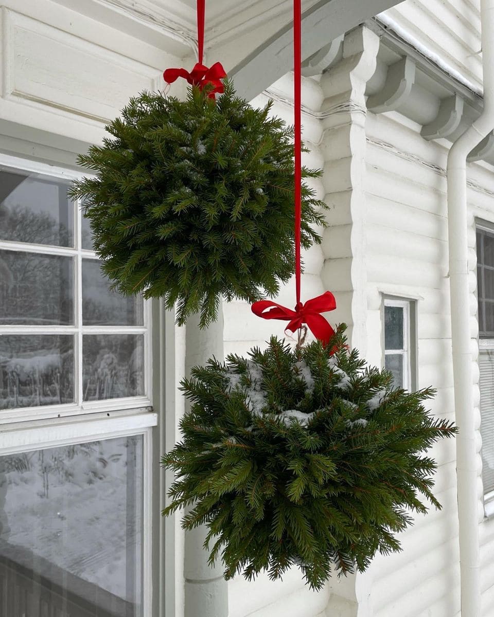 Evergreen Hanging Kissing Spheres