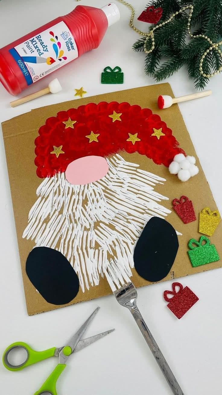 Fork-Painted Santa Craft for Kids