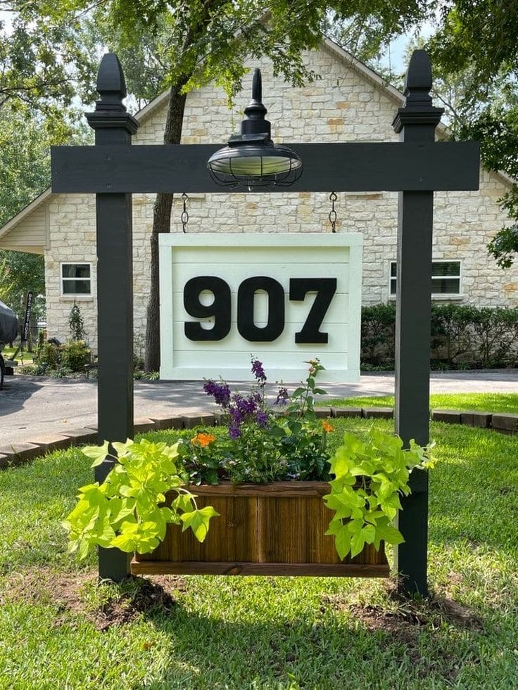 Framed Garden-Lit Address Stand