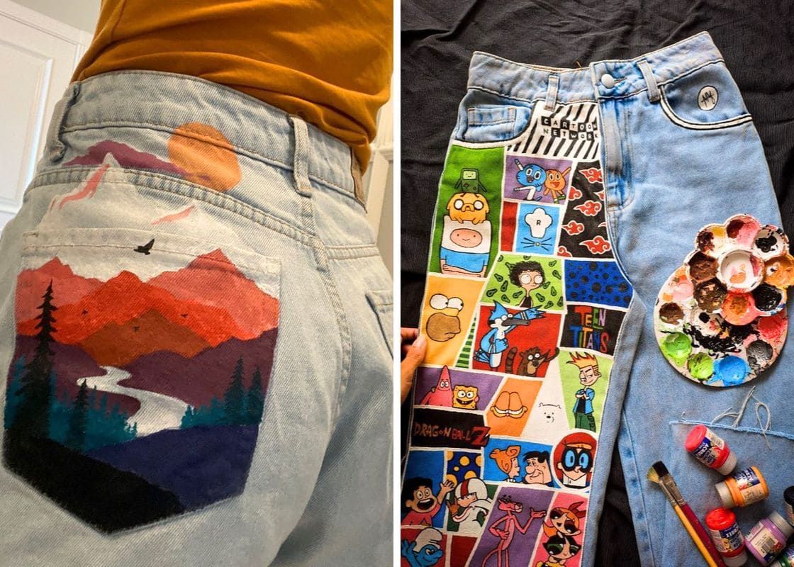 22 Hand-Painted Jean Ideas to Turn Old Denim Into Art