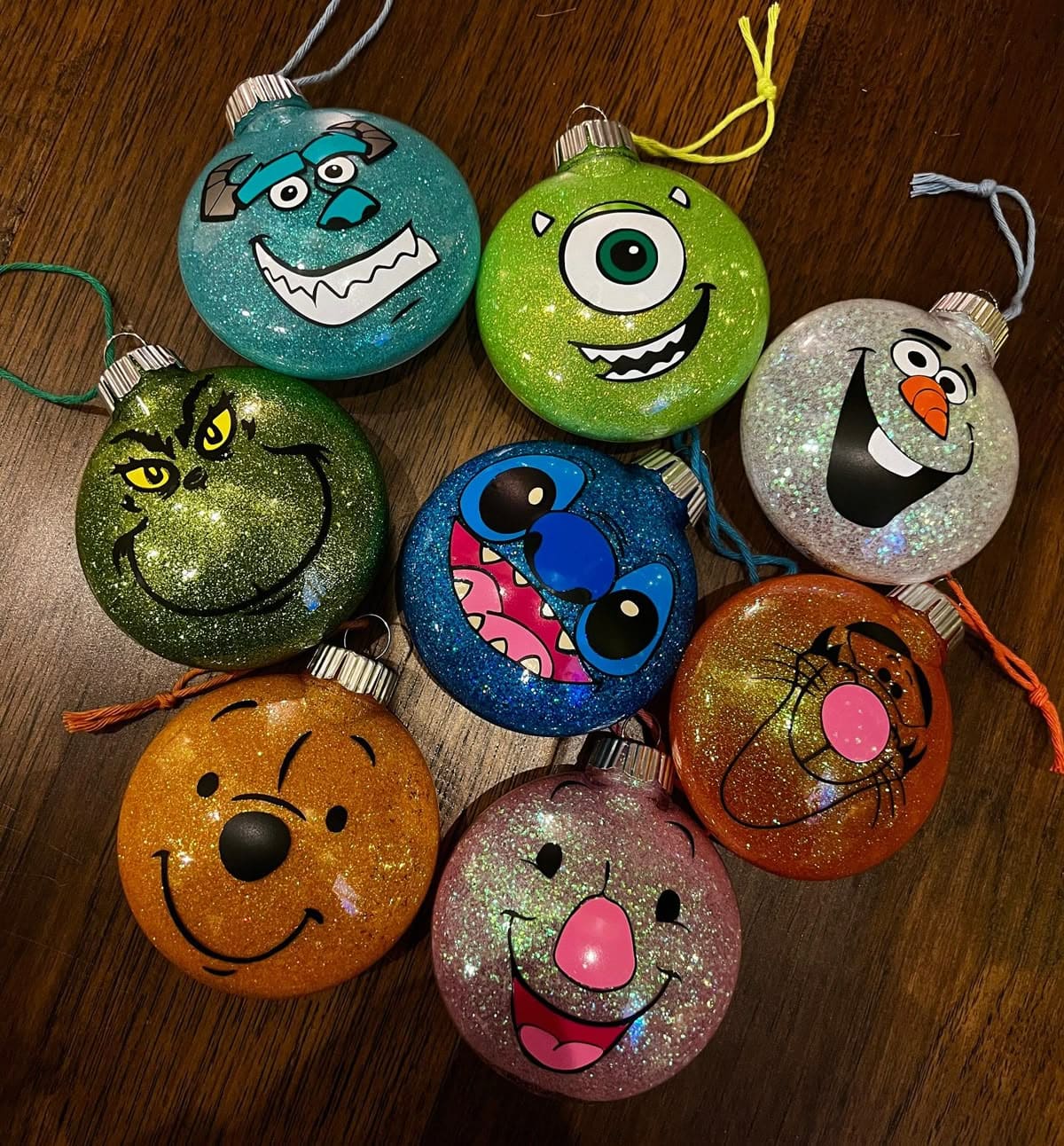 Glitter Character Christmas Ornaments