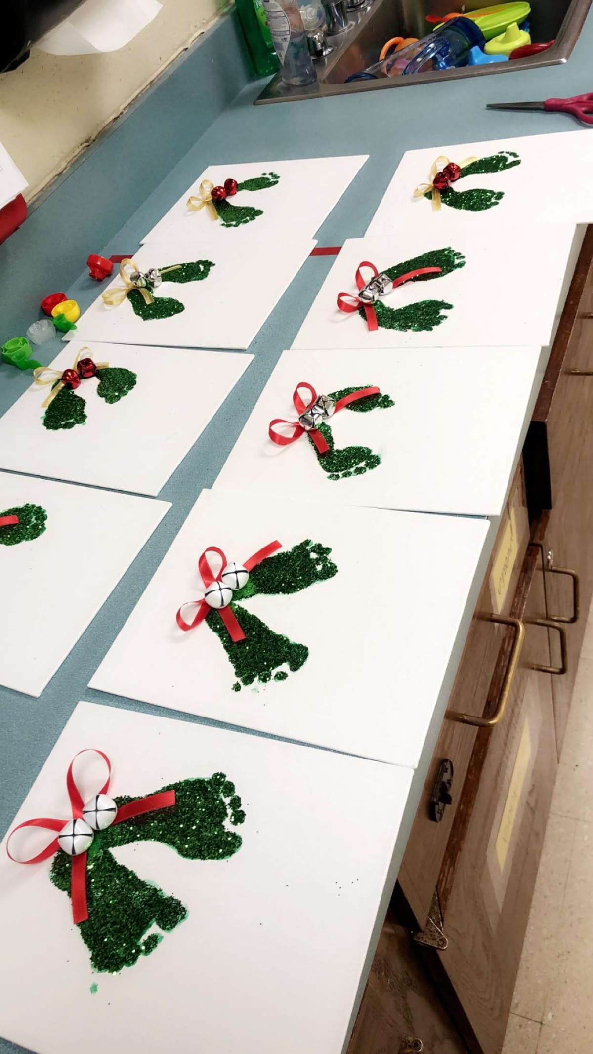 Glitter Footprint Christmas Wreath Art