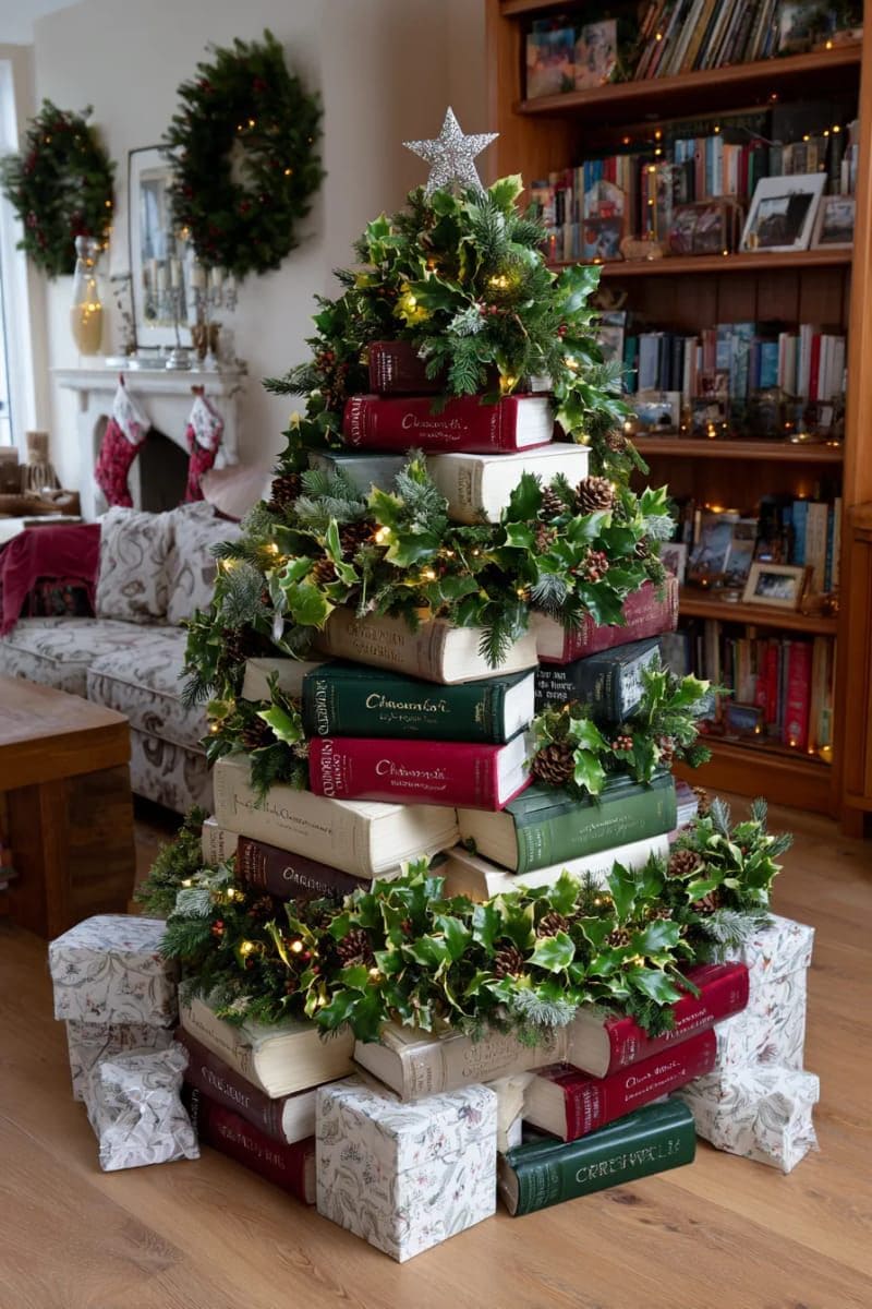 Grand Library Christmas Tree Display