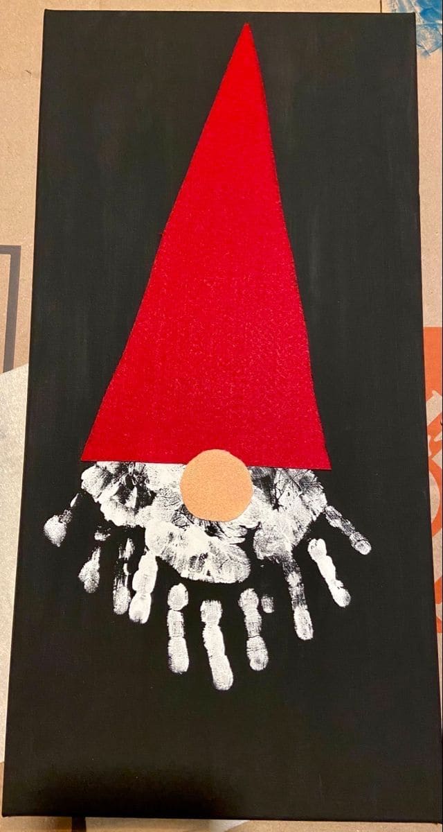 Handprint Christmas Gnome Painting