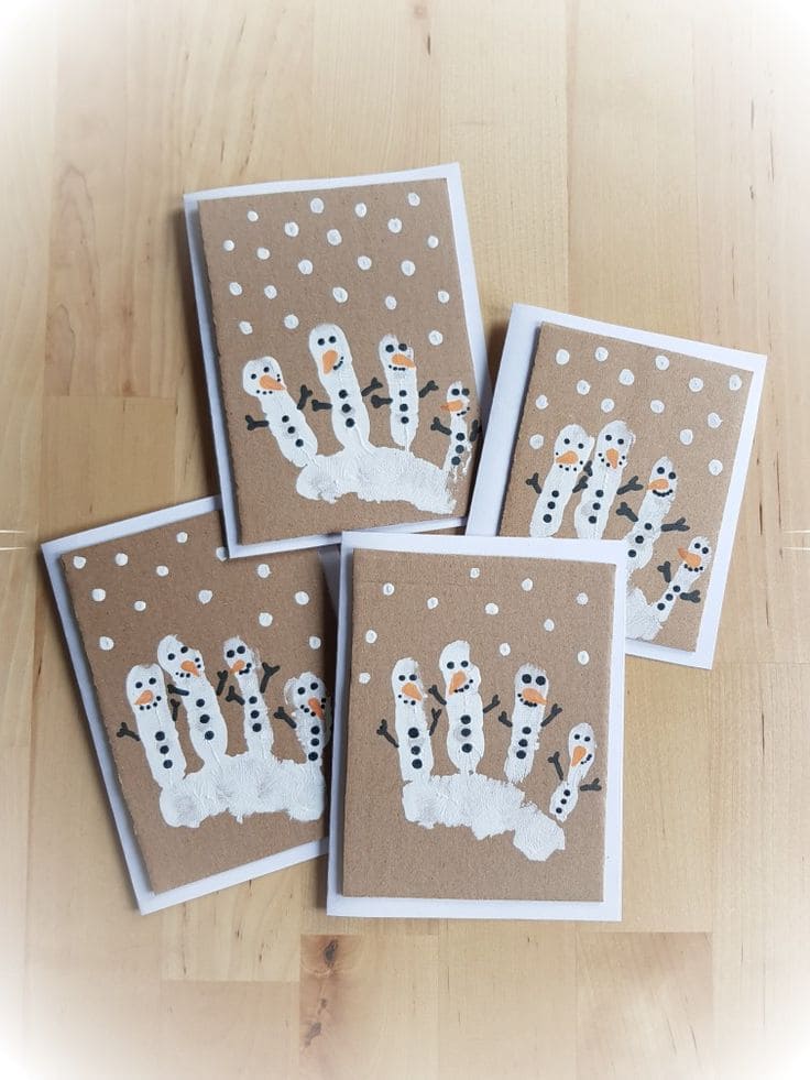 Handprint Snowman Christmas Cards