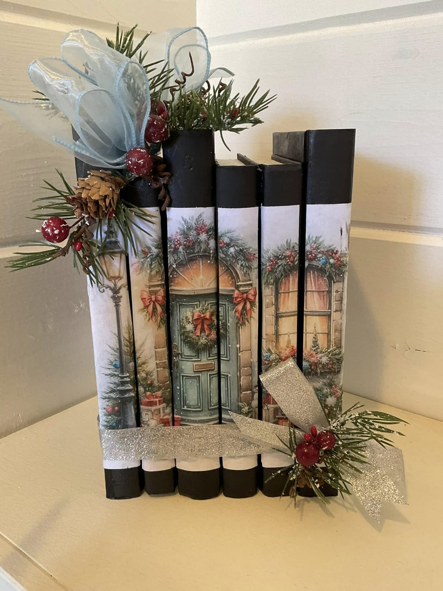 Holiday Book Spine Art Display