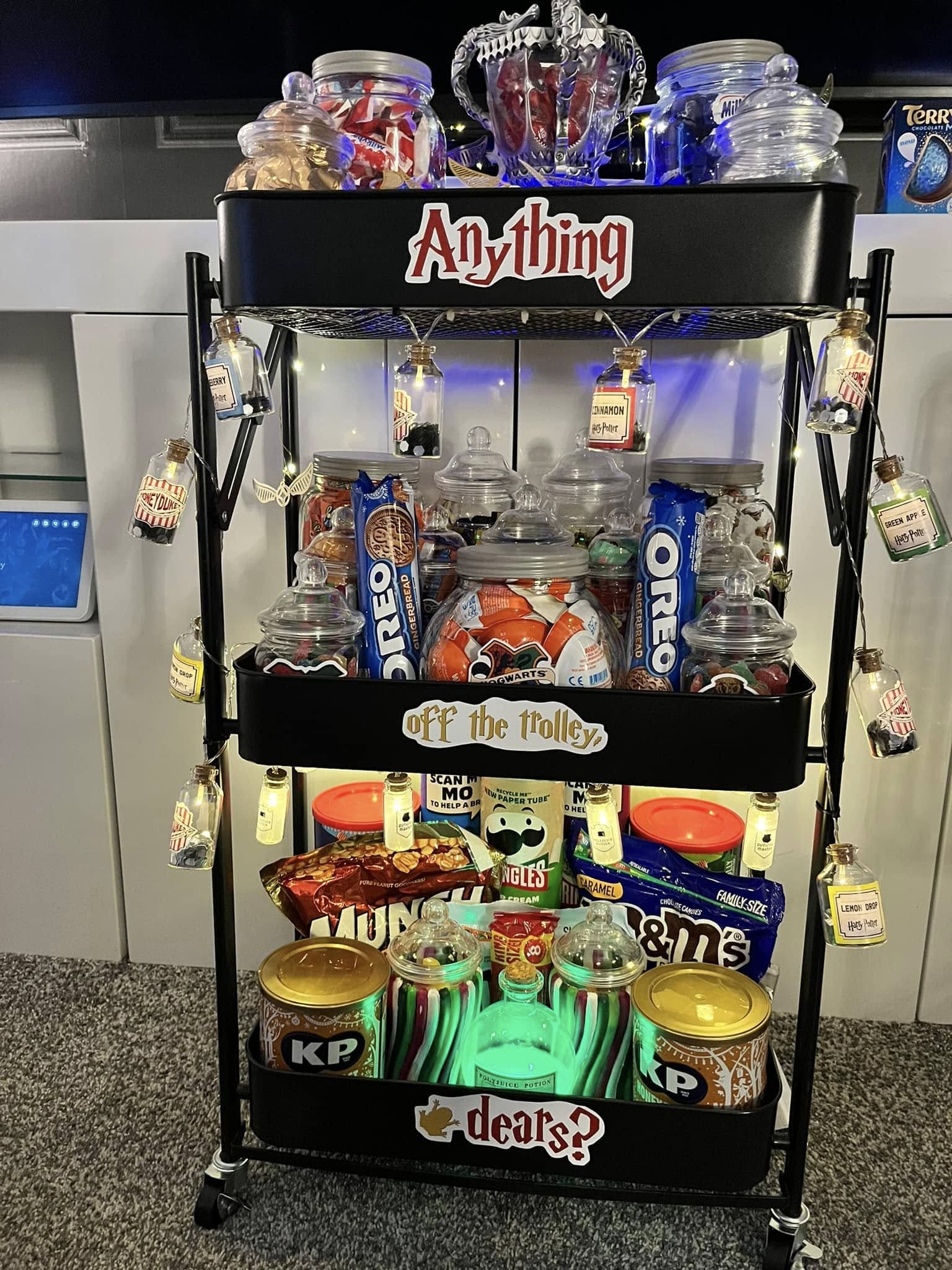 20 Magical Harry Potter Christmas Decor Ideas to Enchant Your Home Honeydukes-Inspired Snack Trolley