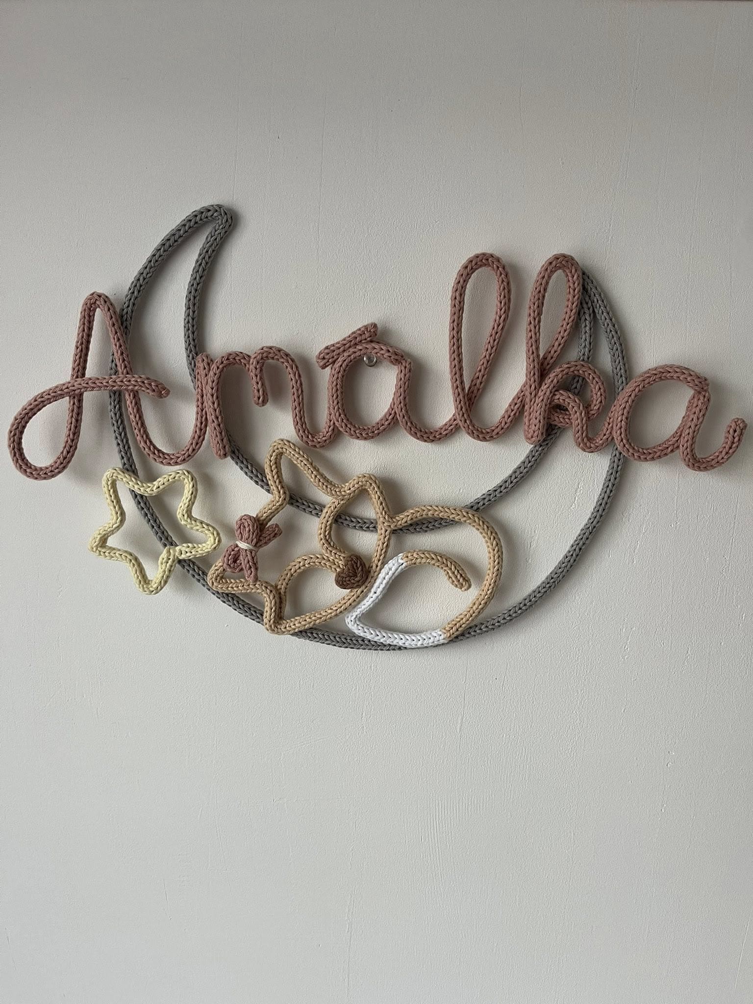 20 Lovely DIY Knitted Wire Craft Ideas You Must Try Knitted Wire Name Wall Art