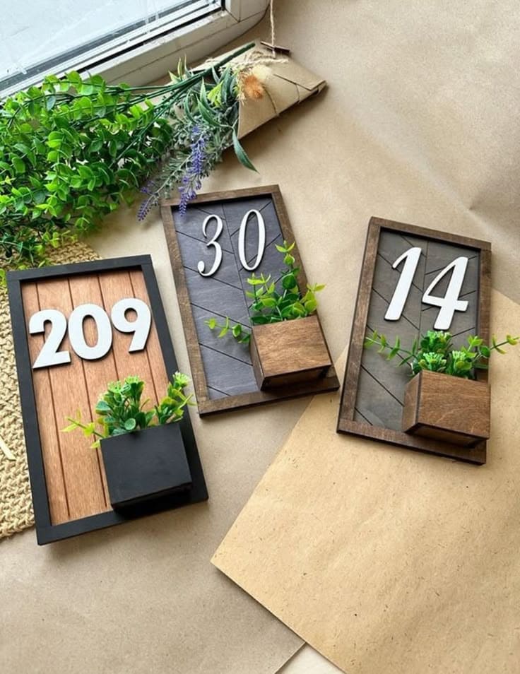 Mini Planter Address Plaque Trio