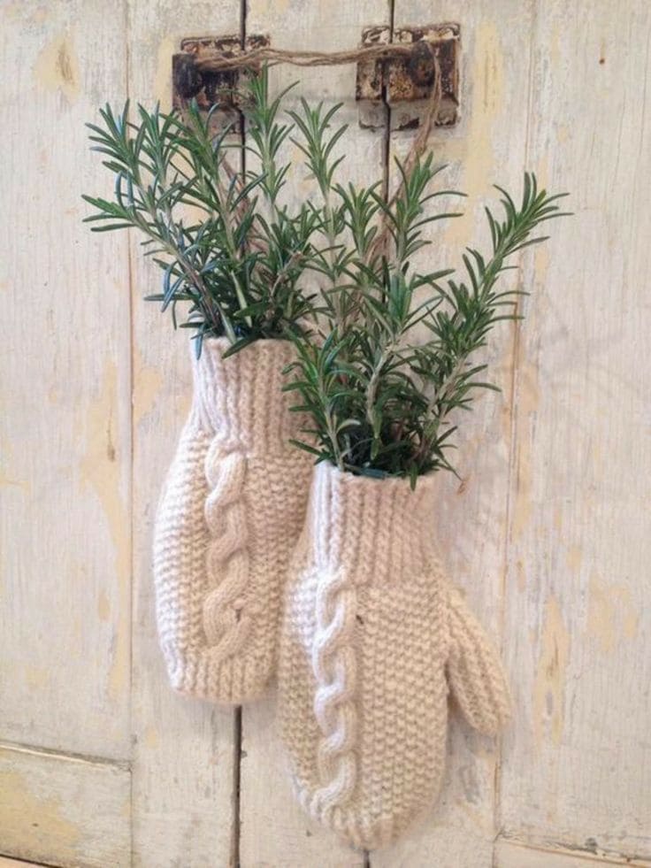 10 Ways to Fill Your Home with Christmas Spice Scents Mittens as Planters