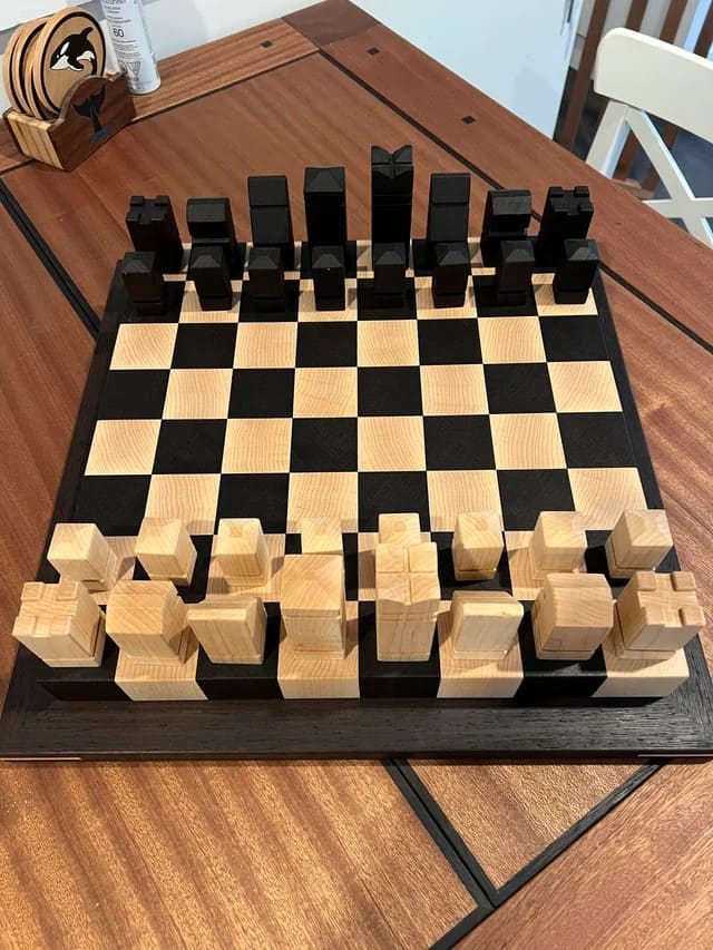 20 Creative DIY Projects Inspired by Chess Boards Modern Geometric Chess Set