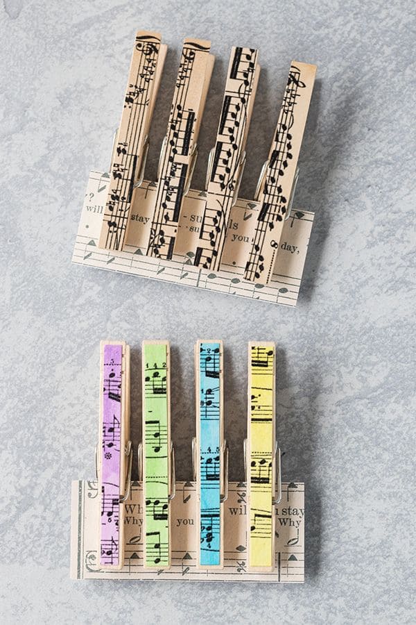 20 Beautiful Music Sheet Crafts to Add Harmony to Your Home Music Sheet Clothespin Set