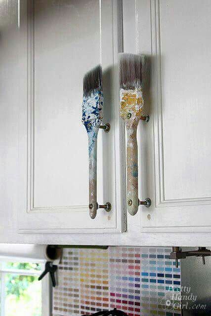 20 Brilliant Ways to Give Paint Brushes a Second Life Paintbrush Cabinet Handles