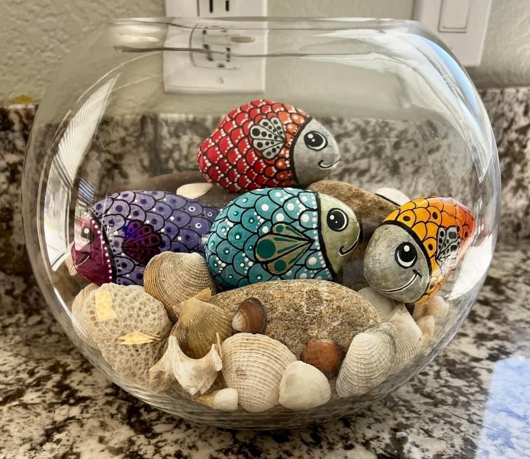 12 Creative DIY Fish Bowl Projects to Brighten Your Home Painted Rock Fish Bowl Aquarium