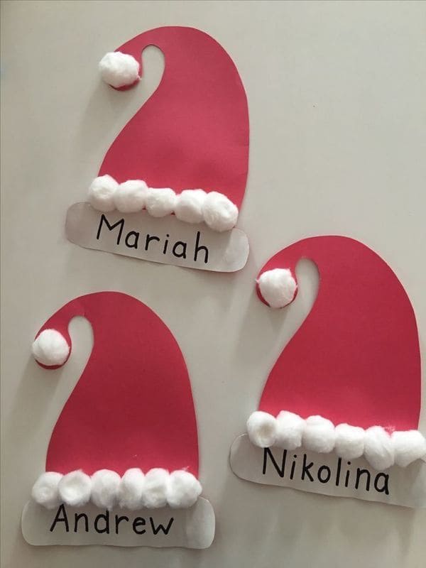 Paper Santa Hat Name Craft