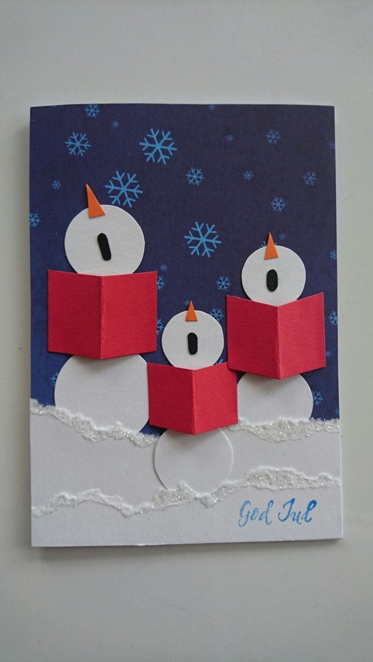 Paper Snowman Choir Christmas Card