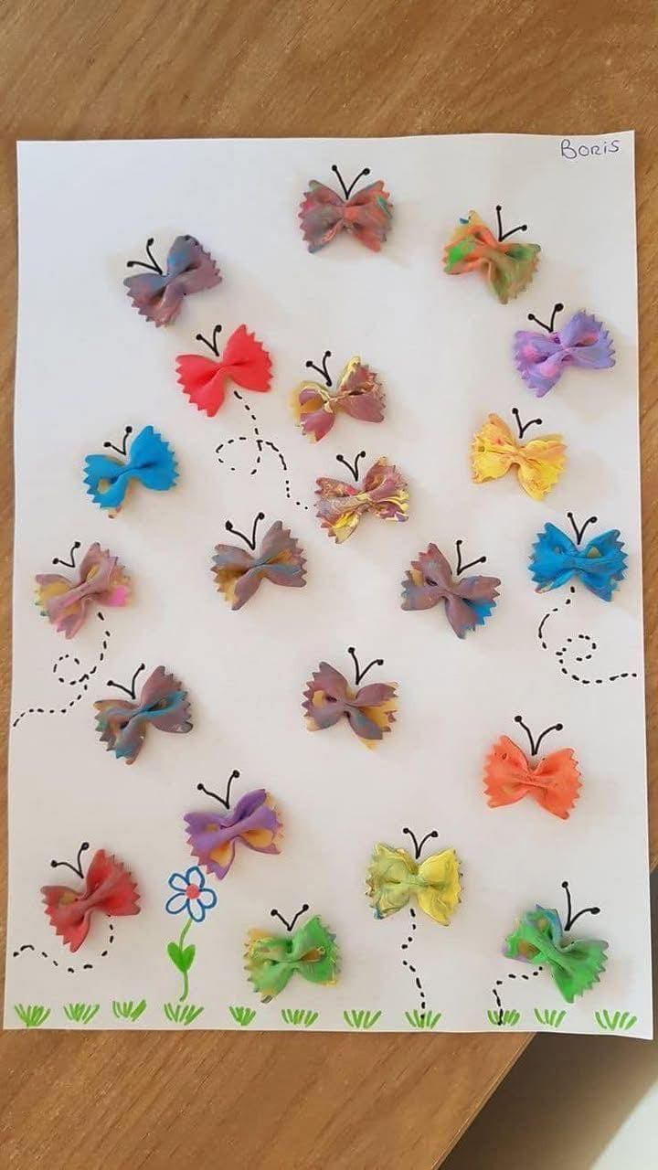 20 Fun and Easy Pasta Crafts for Kids and Adults Alike Pasta Butterfly Garden Craft