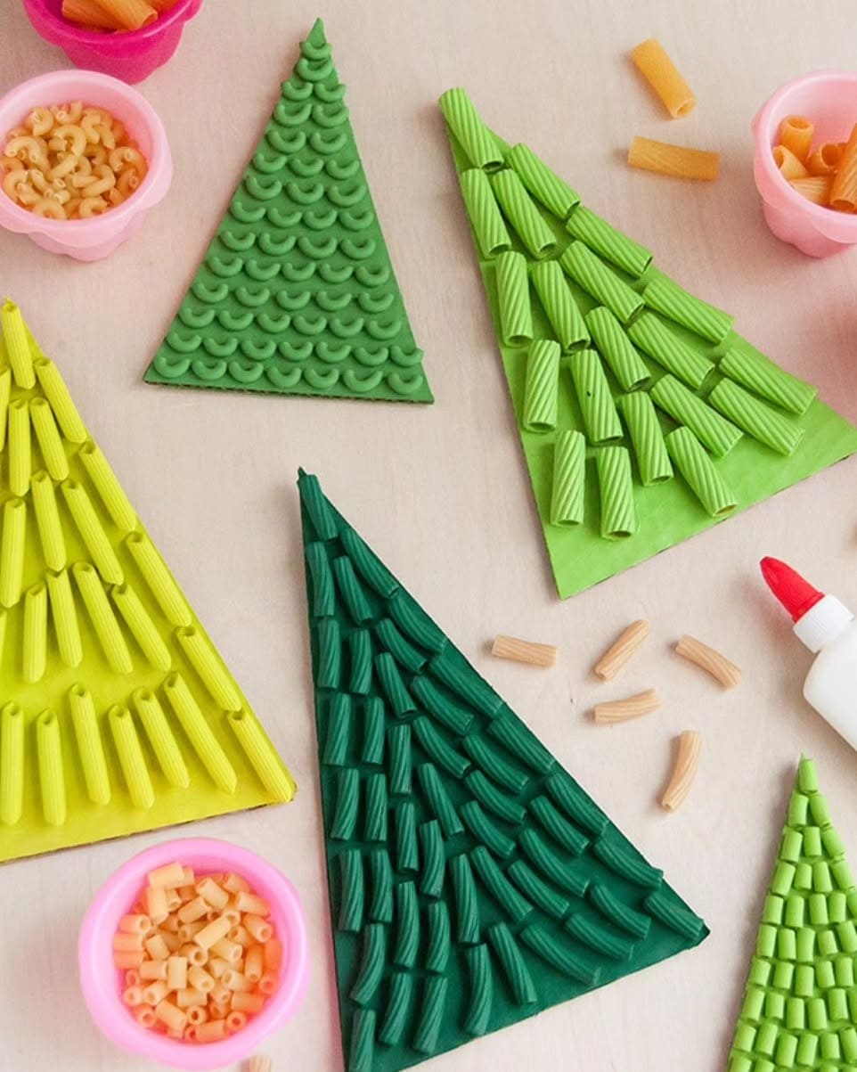 20 Fun and Easy Pasta Crafts for Kids and Adults Alike Pasta Christmas Tree Craft