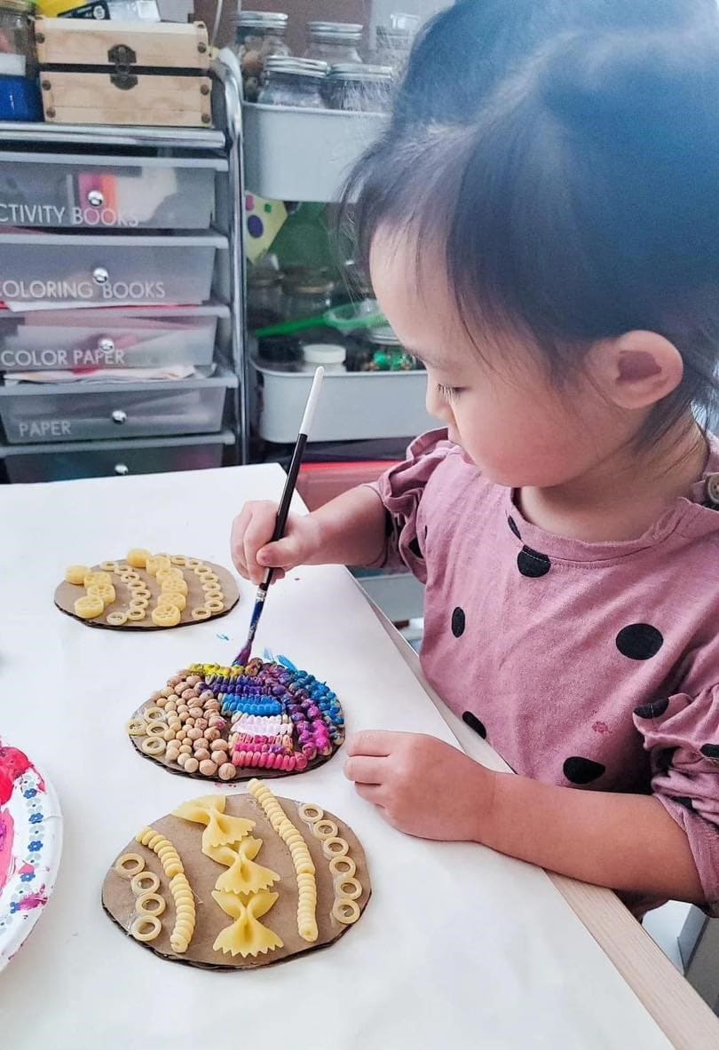 20 Fun and Easy Pasta Crafts for Kids and Adults Alike Pasta Egg Mosaic Art