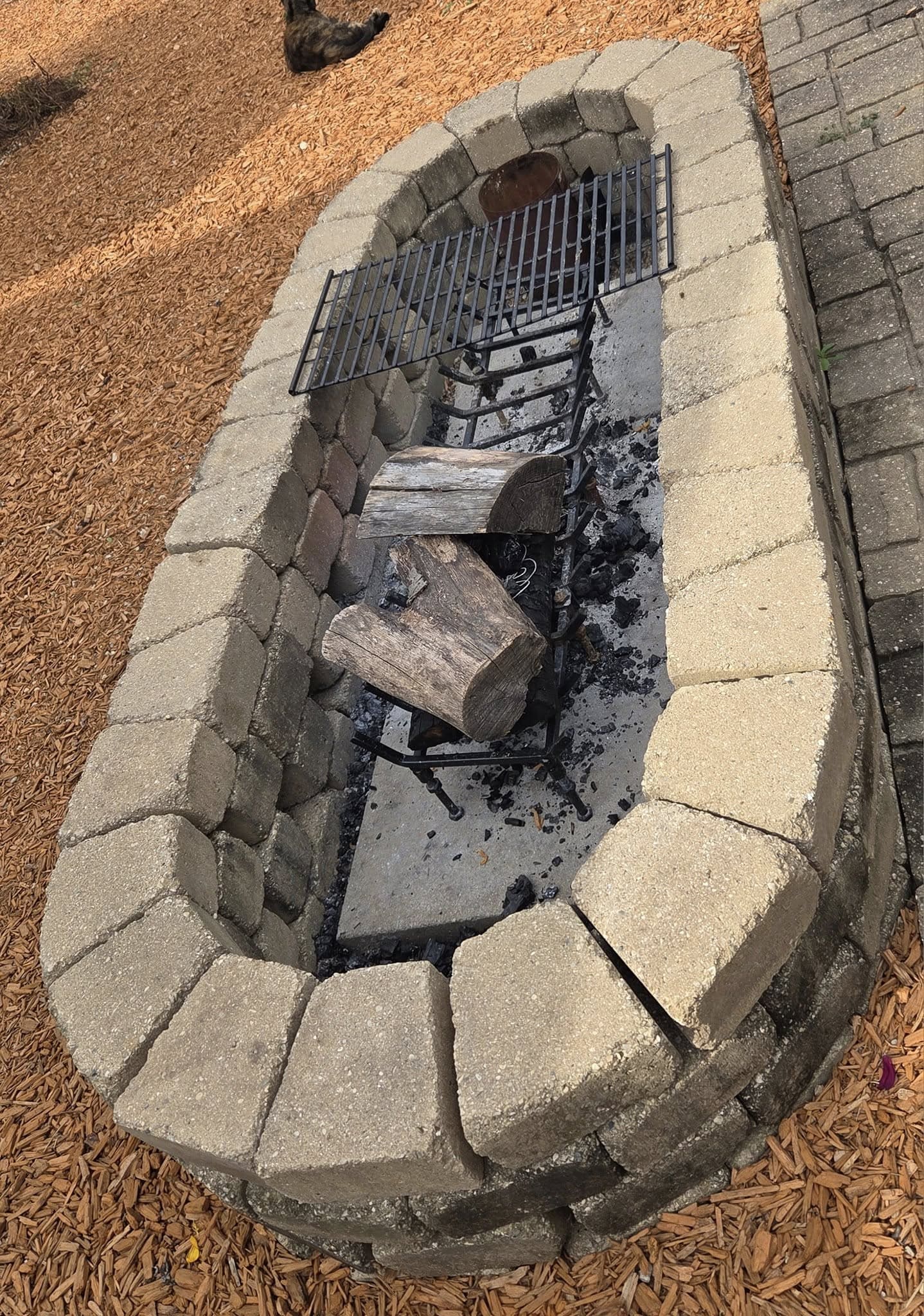 Rectangular Block Fire Pit with Cooking Grate
