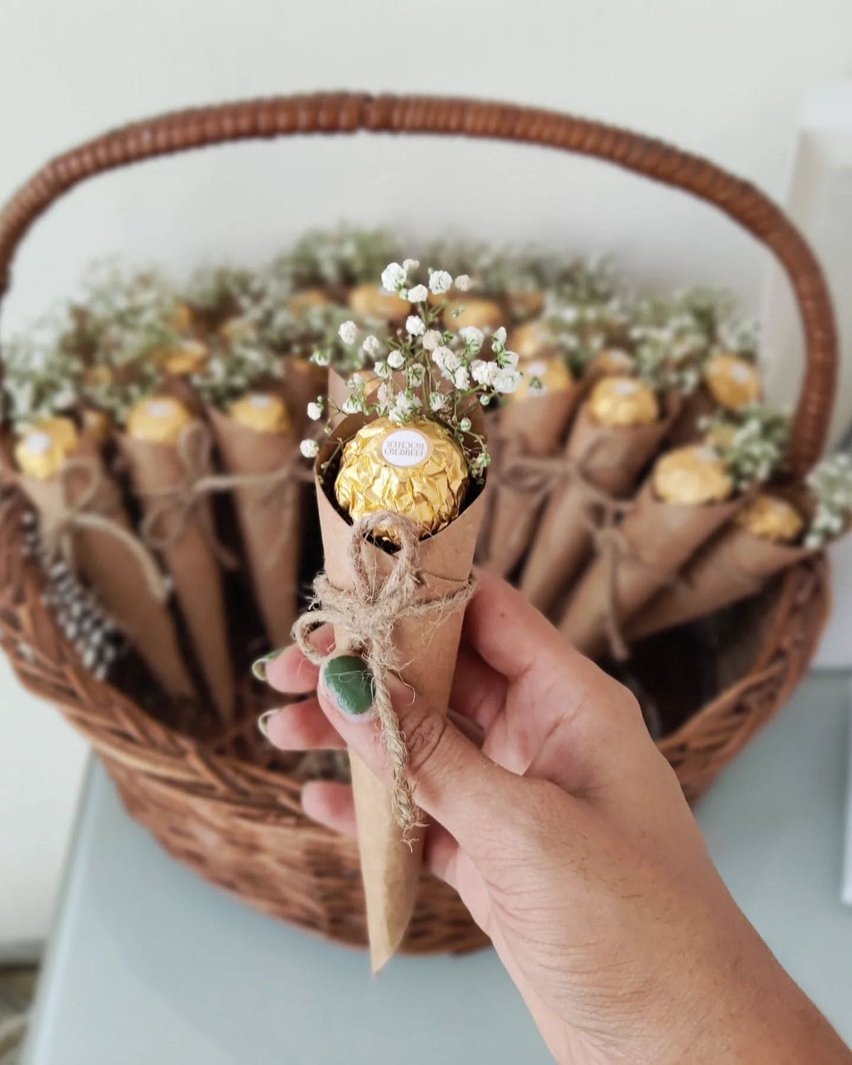 Rustic Ferrero Cone Favors